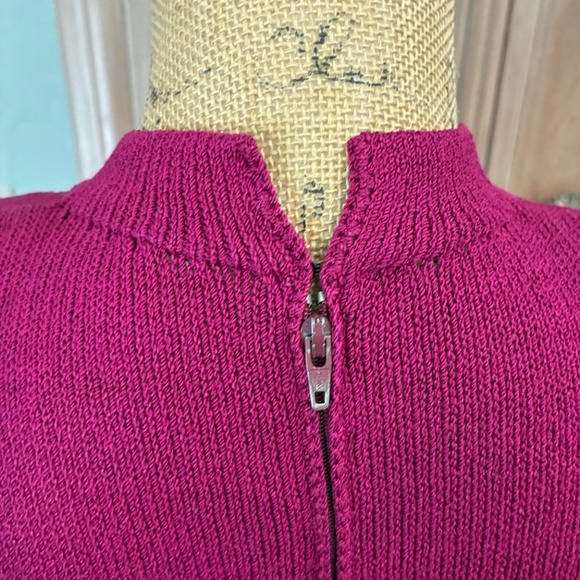 St. John Vintage 80’s Santana Knit Long Sleeve Sweater Dress pink burgundy 4 - Picture 12 of 16